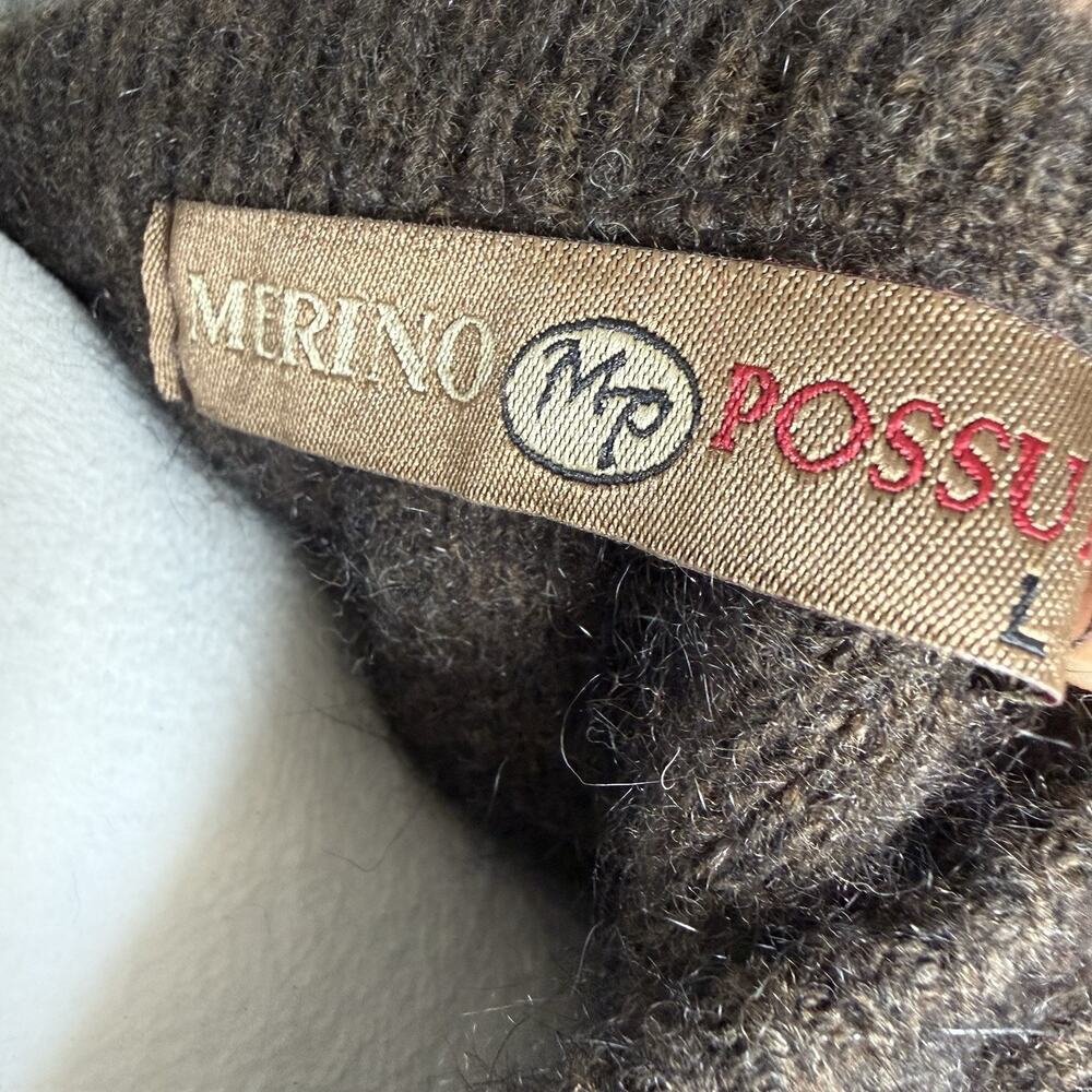 New Zealand Merino Wool Possum Brown Zip Jacket Sweater Large Weft Ind. Vintage - Picture 15 of 15